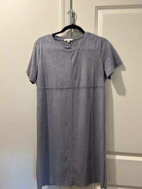 Relaxed Short-Sleeve Mini Dress in Dusty Blue